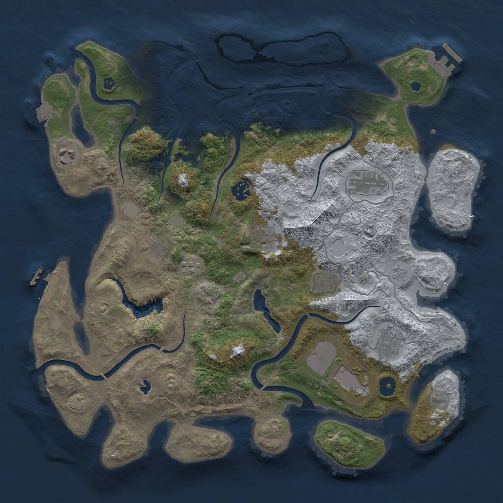 Rust Map: Procedural Map, Size: 4050, Seed: 880927857, 15 Monuments