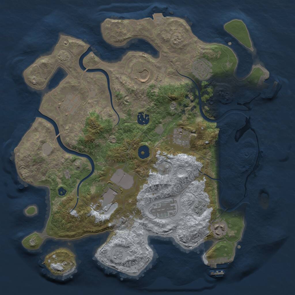 Rust Map: Procedural Map, Size: 3500, Seed: 10864, 15 Monuments