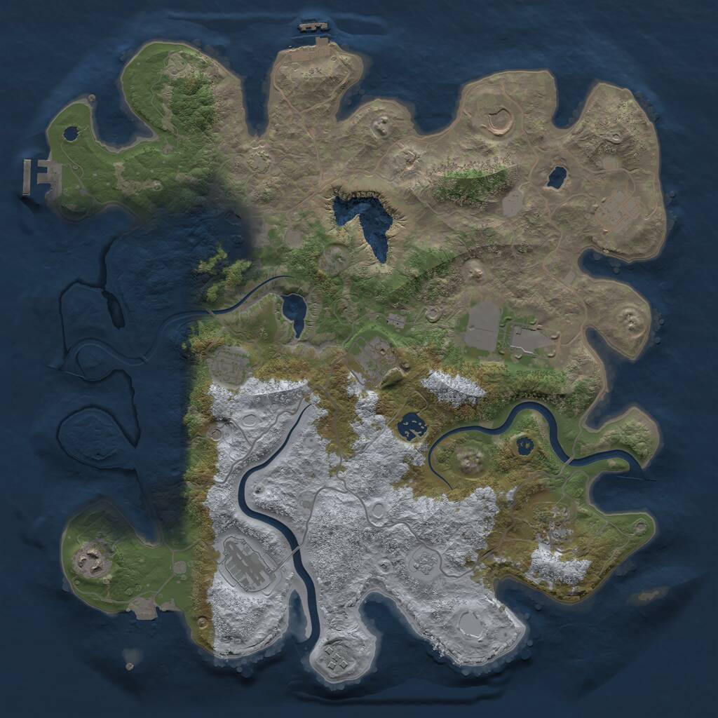 Rust Map: Procedural Map, Size: 4000, Seed: 2061271299, 17 Monuments
