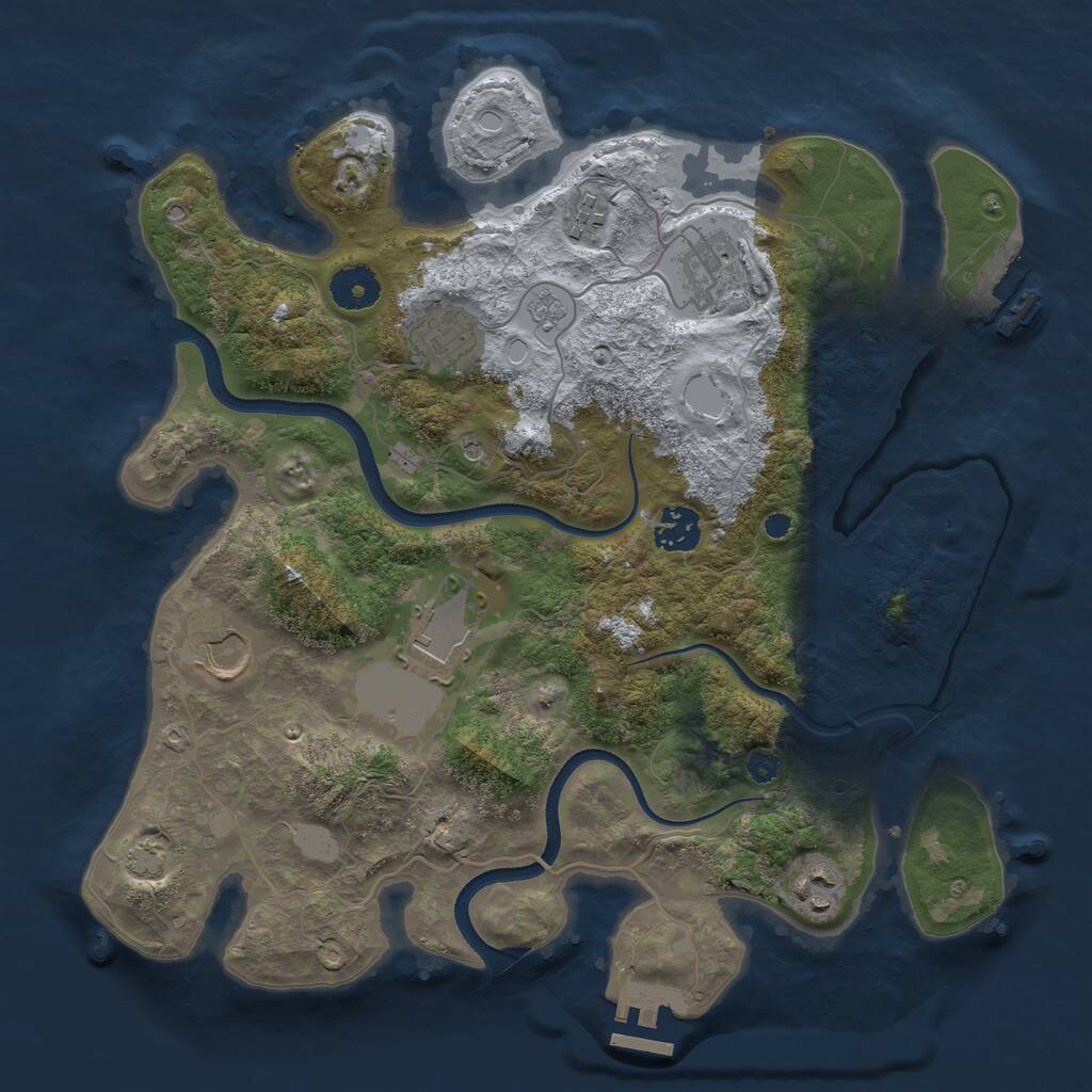 Rust Map: Procedural Map, Size: 3500, Seed: 100001, 13 Monuments