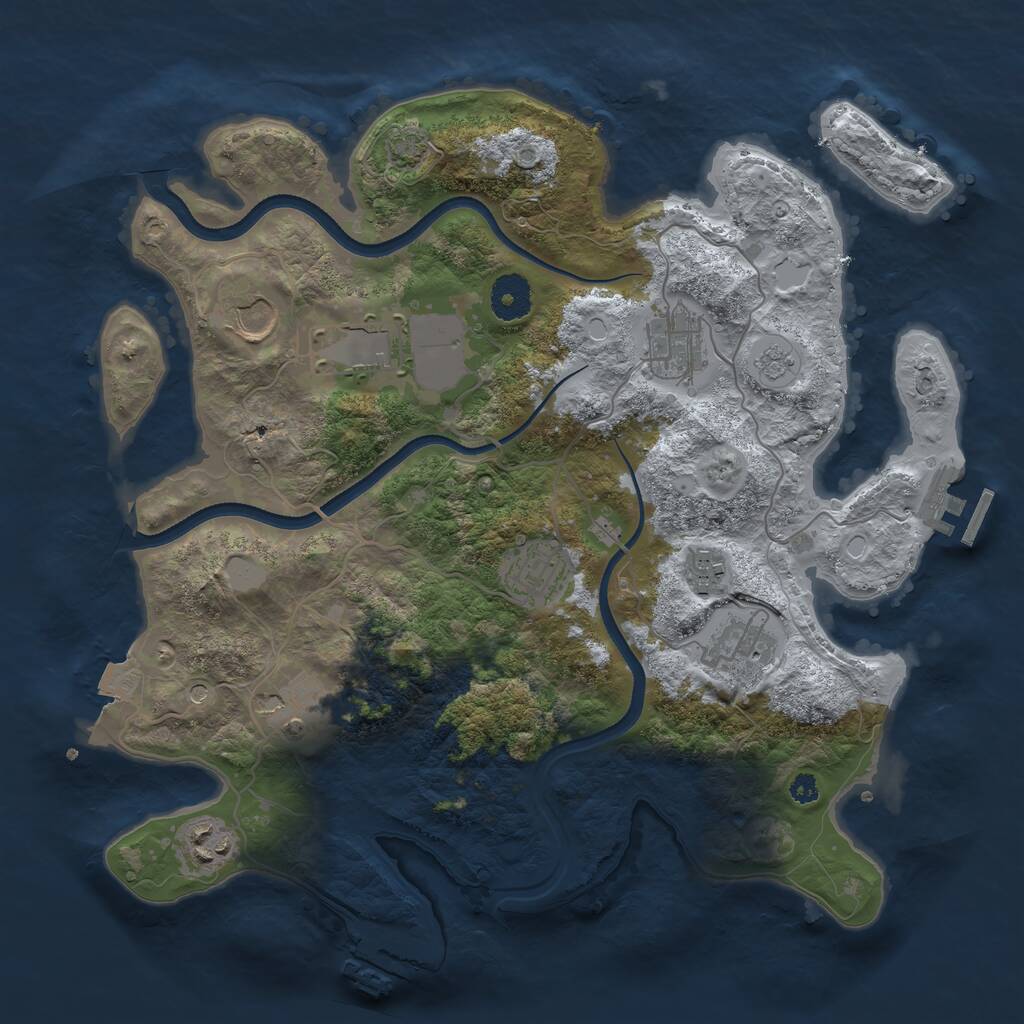Rust Map: Procedural Map, Size: 3500, Seed: 1502749106, 14 Monuments