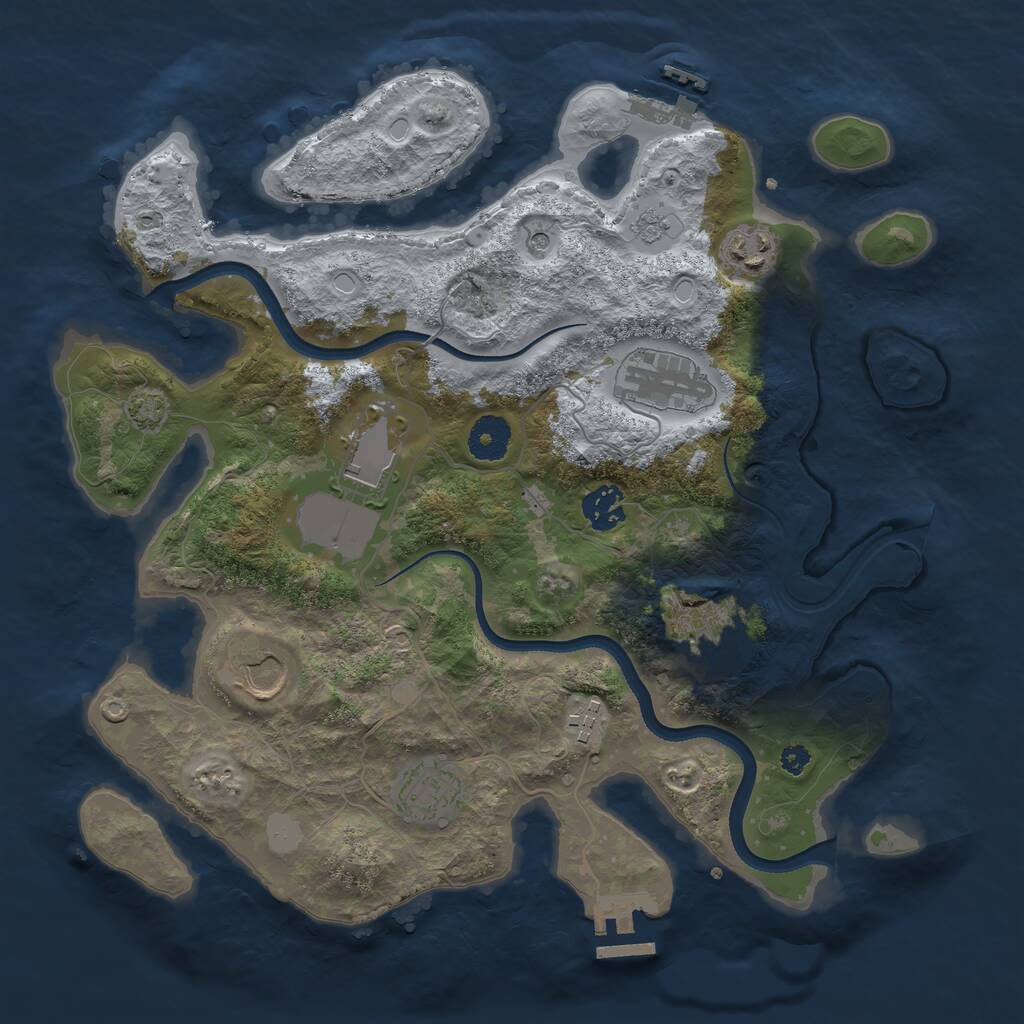 Rust Map: Procedural Map, Size: 3500, Seed: 1166142245, 14 Monuments