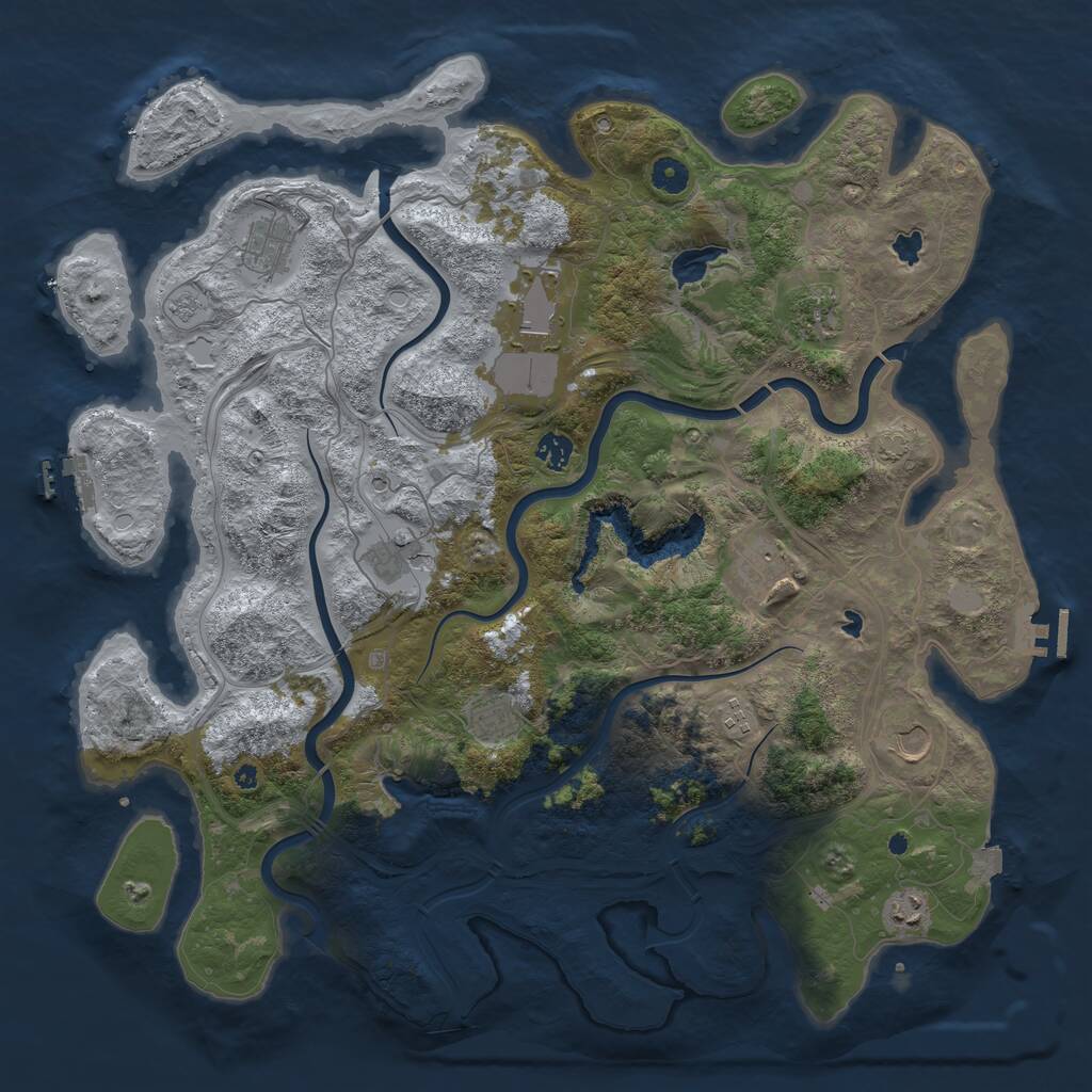 Rust Map: Procedural Map, Size: 4500, Seed: 1816725230, 16 Monuments