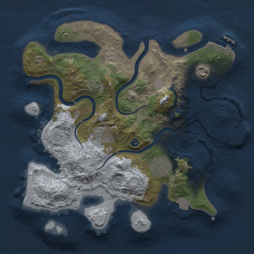 Rust Map: Procedural Map, Size: 3000, Seed: 27663, 10 Monuments