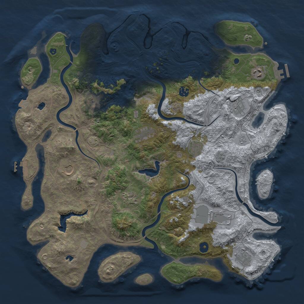 Rust Map: Procedural Map, Size: 4500, Seed: 136231211, 17 Monuments