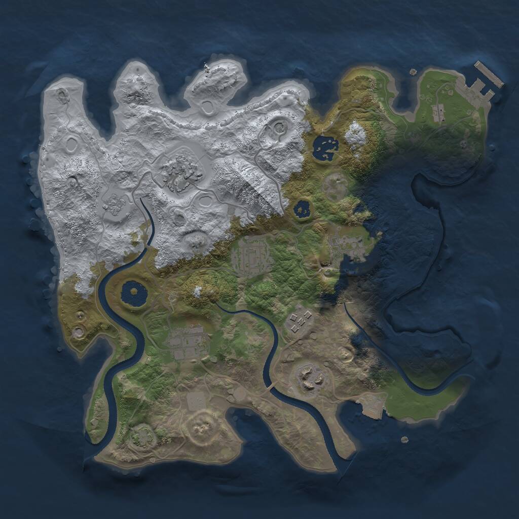 Rust Map: Procedural Map, Size: 3000, Seed: 1950504885, 12 Monuments