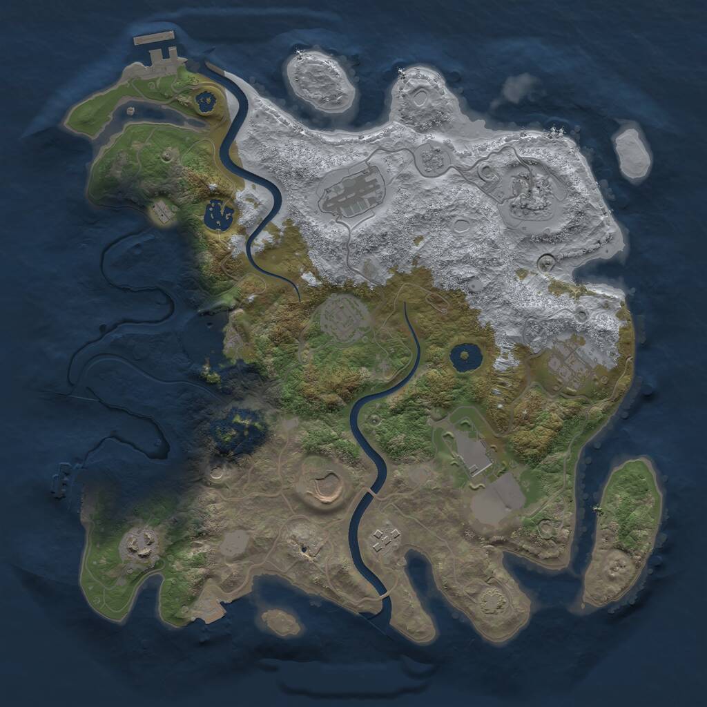 Rust Map: Procedural Map, Size: 3500, Seed: 794285, 16 Monuments