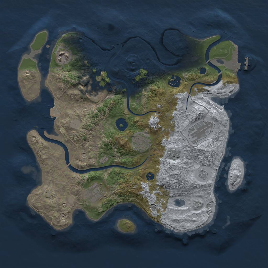 Rust Map: Procedural Map, Size: 3250, Seed: 81762177, 12 Monuments