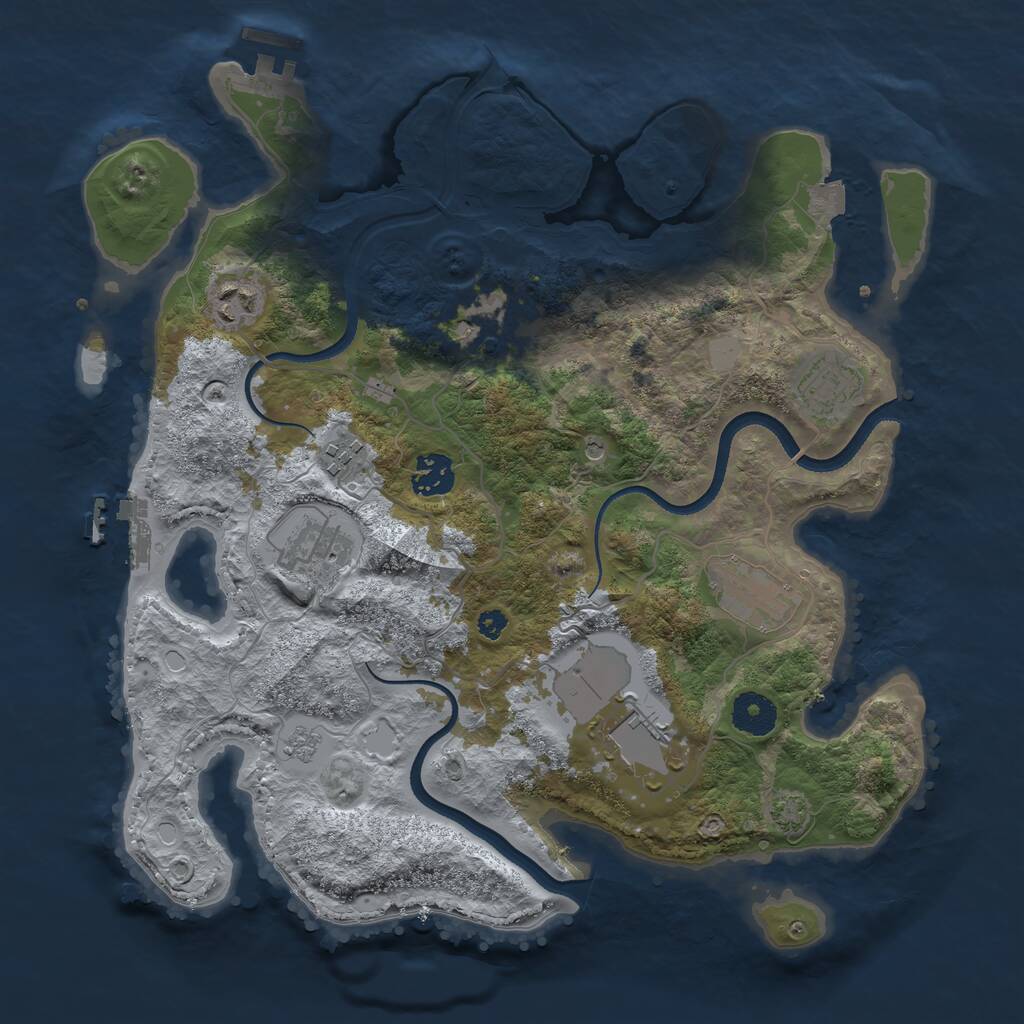 Rust Map: Procedural Map, Size: 3500, Seed: 1340116076, 14 Monuments