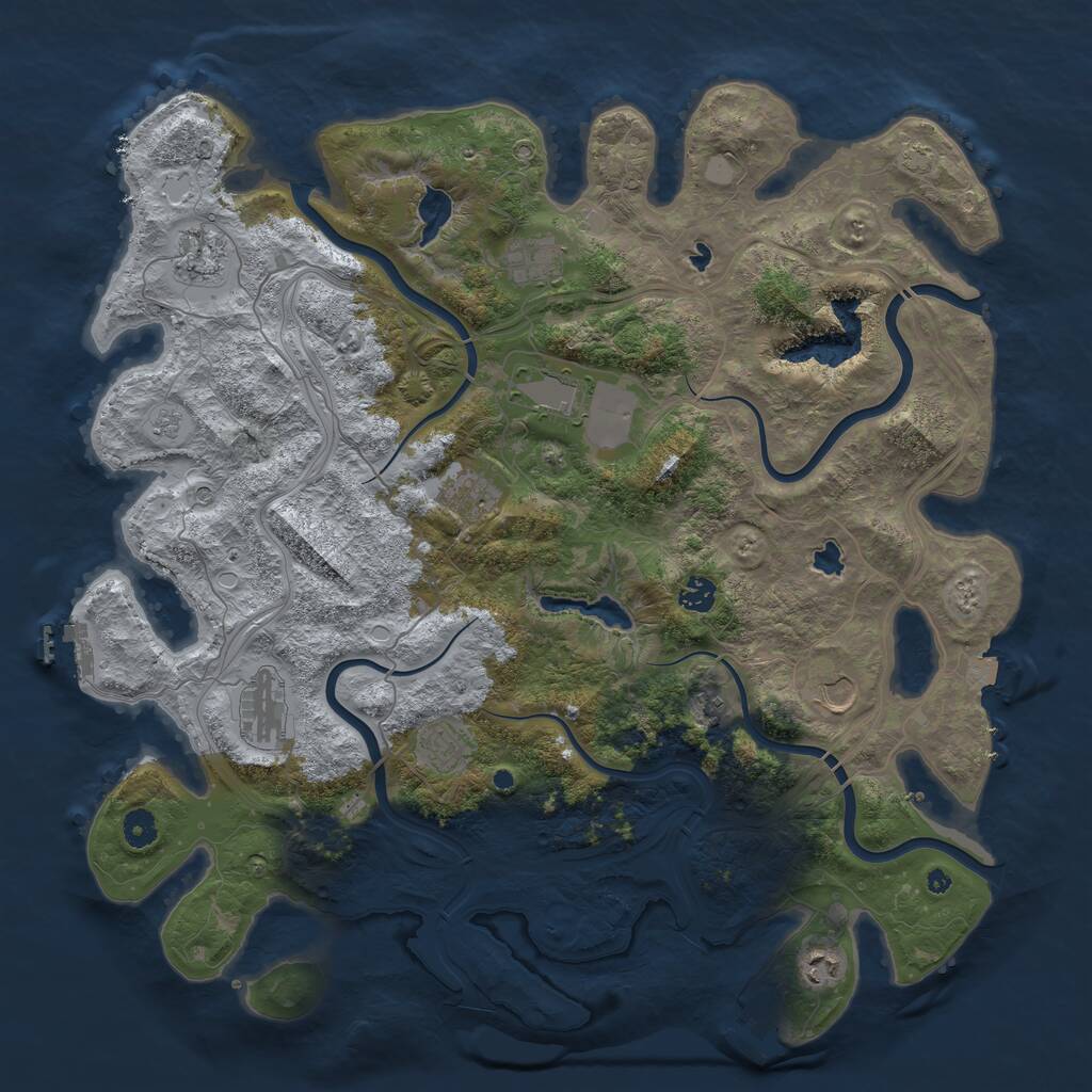 Rust Map: Procedural Map, Size: 4500, Seed: 8447411, 16 Monuments