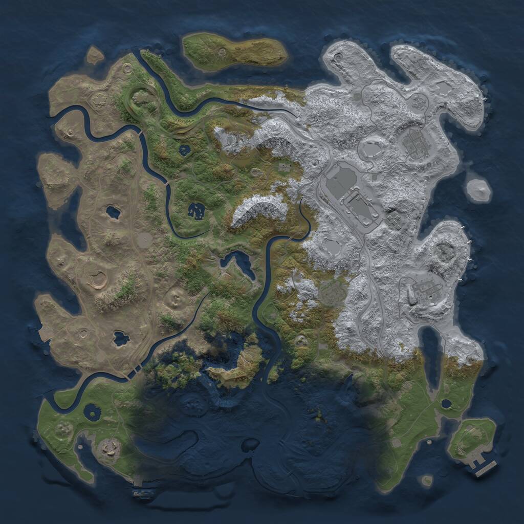 Rust Map: Procedural Map, Size: 4500, Seed: 1865835621, 15 Monuments