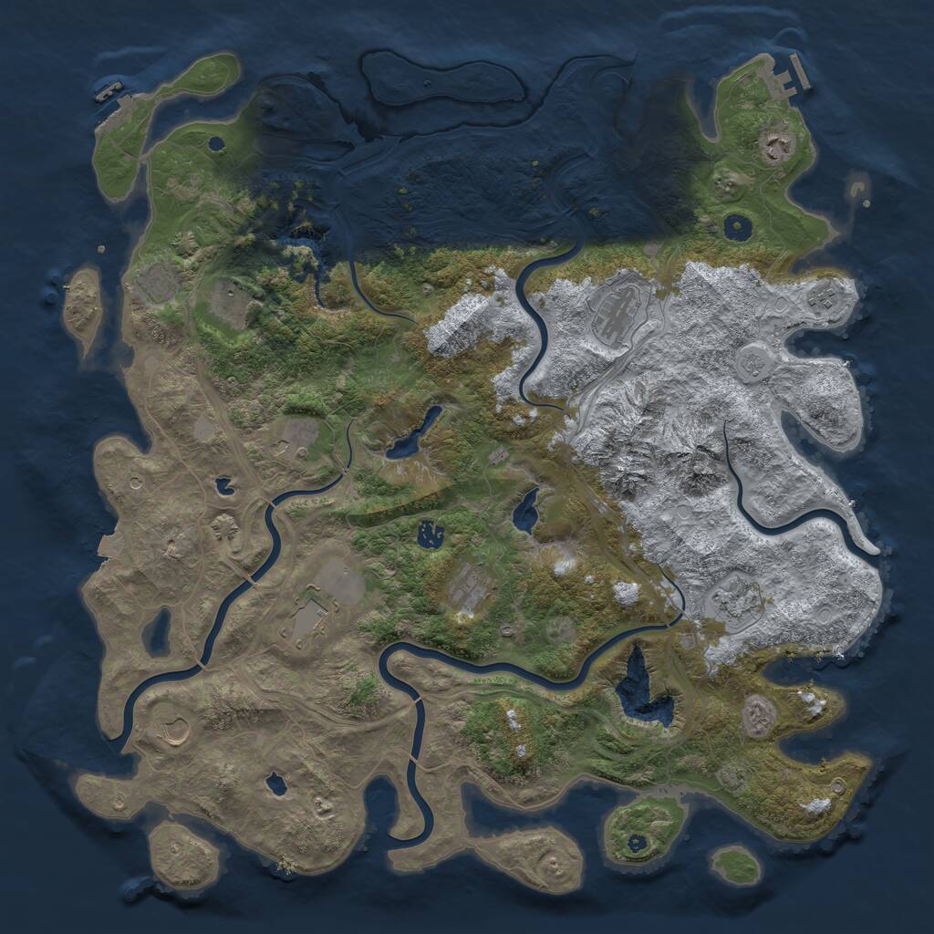 Rust Map: Procedural Map, Size: 5000, Seed: 327731, 17 Monuments