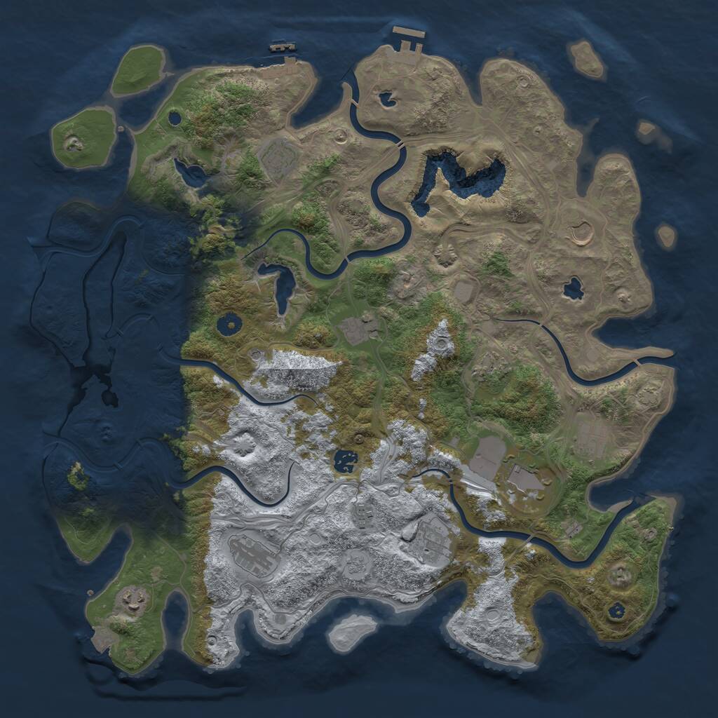 Rust Map: Procedural Map, Size: 4500, Seed: 2104784316, 17 Monuments