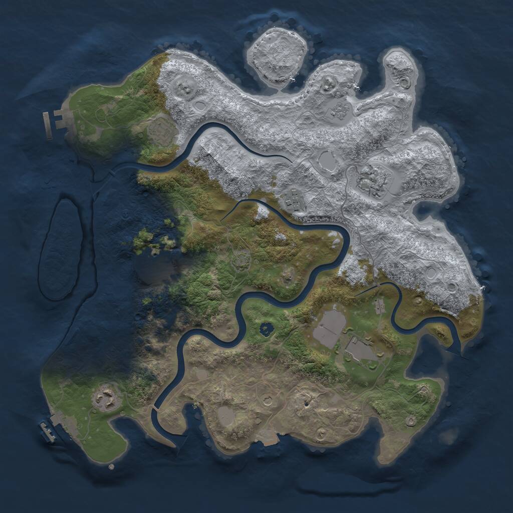 Rust Map: Procedural Map, Size: 3650, Seed: 68756926, 12 Monuments