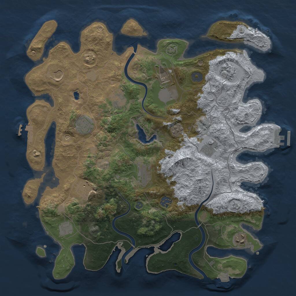 Rust Map: Procedural Map, Size: 4000, Seed: 47679, 19 Monuments