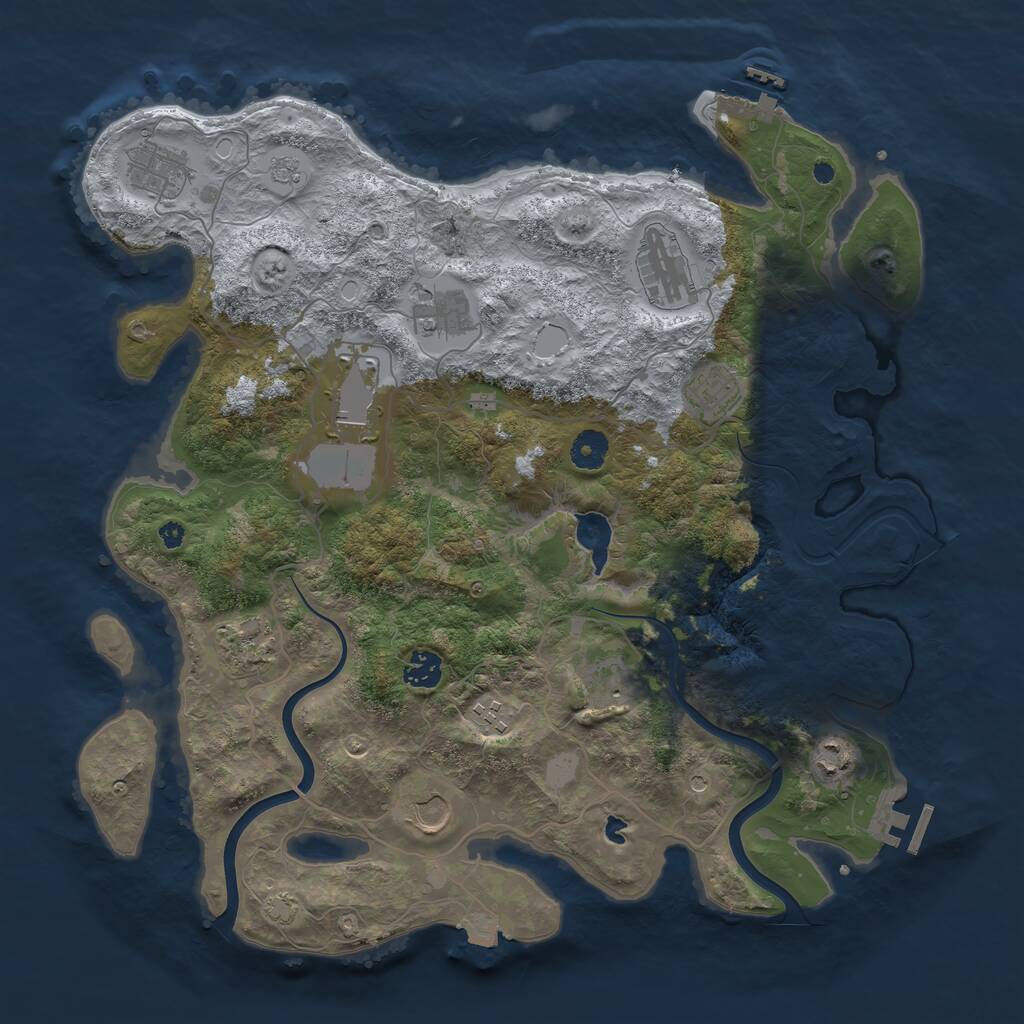 Rust Map: Procedural Map, Size: 4000, Seed: 1176214103, 17 Monuments