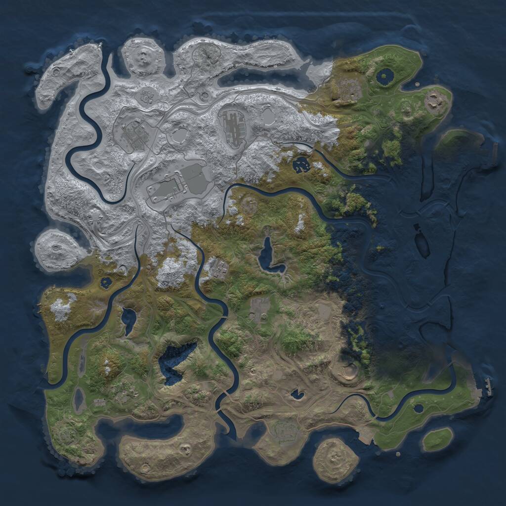 Rust Map: Procedural Map, Size: 4500, Seed: 668552143, 17 Monuments