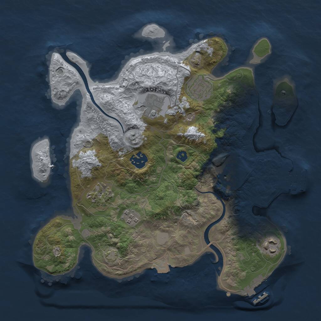 Rust Map: Procedural Map, Size: 3000, Seed: 1377747938, 12 Monuments