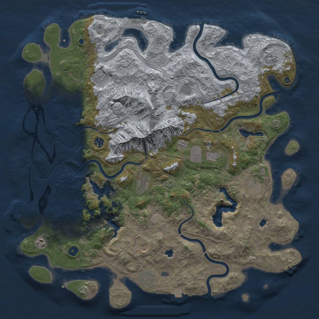 Rust Map: Procedural Map, Size: 5000, Seed: 1838710544, 17 Monuments