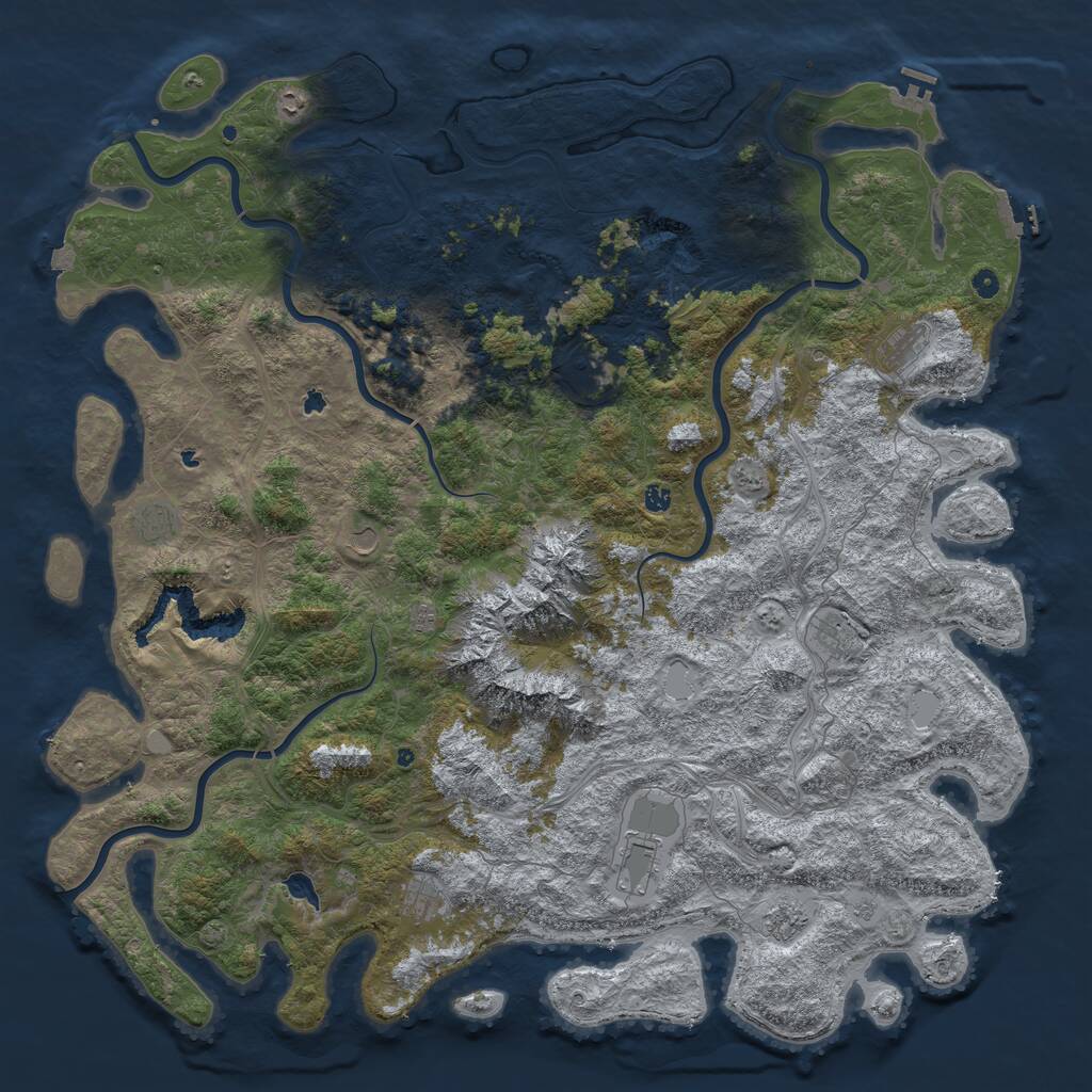 Rust Map: Procedural Map, Size: 6000, Seed: 624407324, 17 Monuments