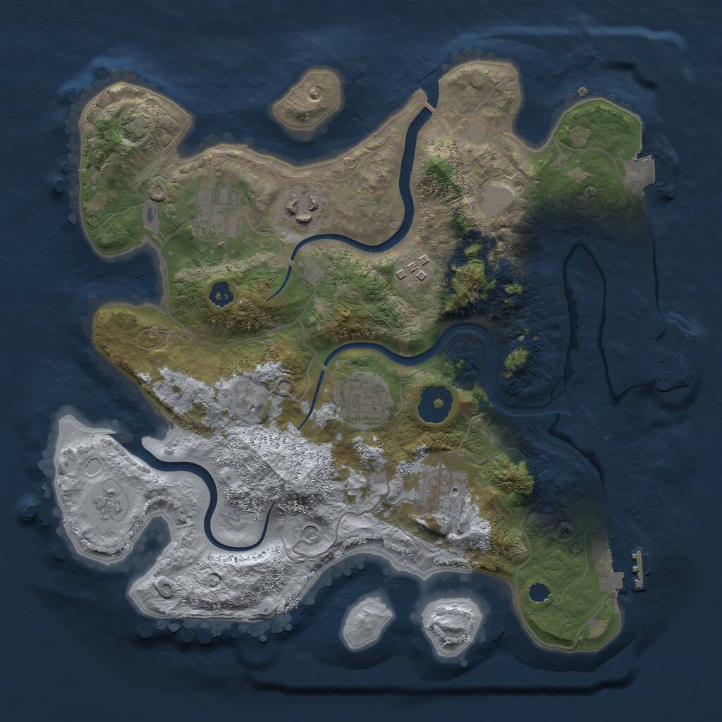 Rust Map: Procedural Map, Size: 3000, Seed: 933843516, 11 Monuments