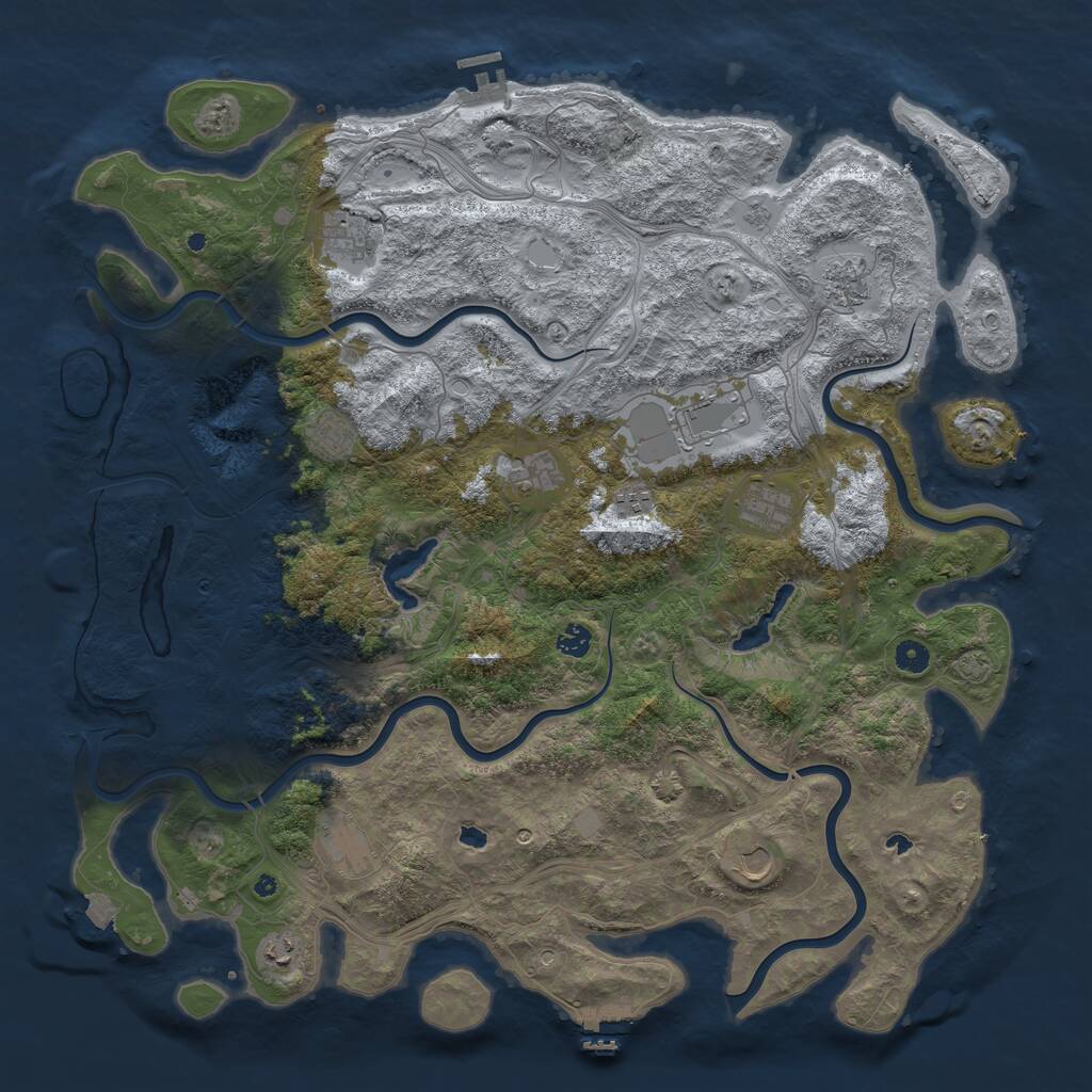 Rust Map: Procedural Map, Size: 4900, Seed: 77825851, 17 Monuments