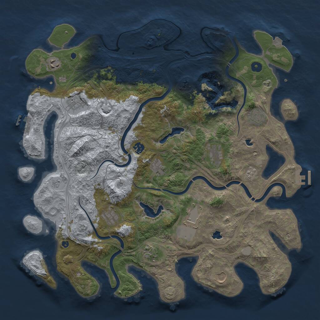 Rust Map: Procedural Map, Size: 4500, Seed: 245971142, 17 Monuments