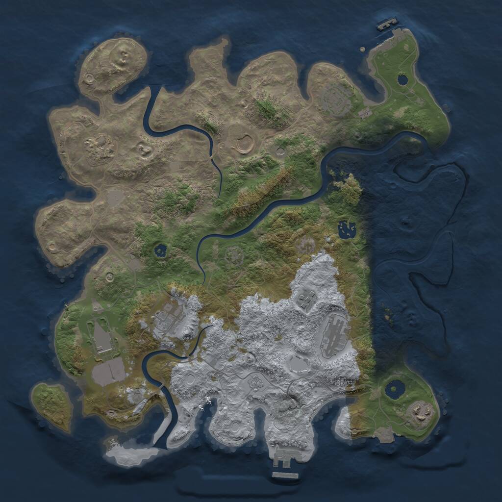 Rust Map: Procedural Map, Size: 3911, Seed: 451378111, 15 Monuments