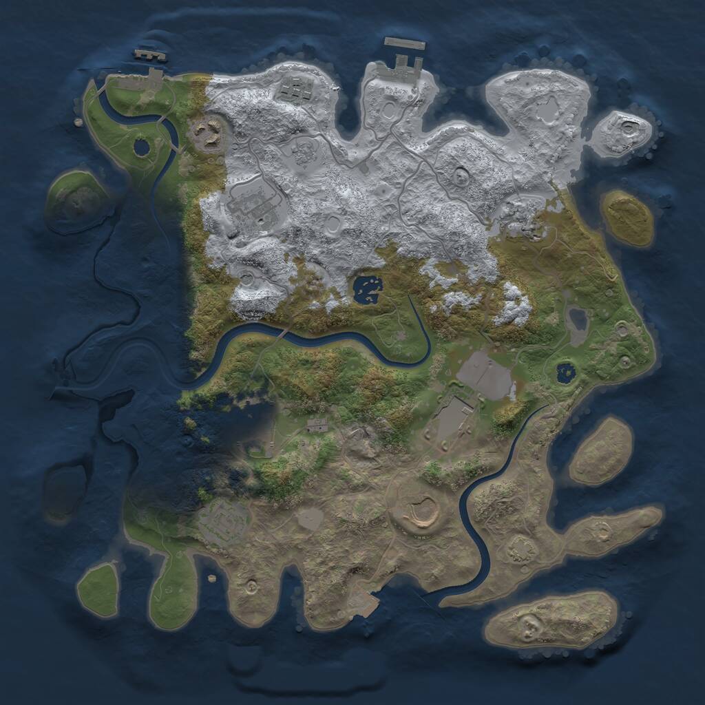Rust Map: Procedural Map, Size: 3500, Seed: 33408786, 15 Monuments