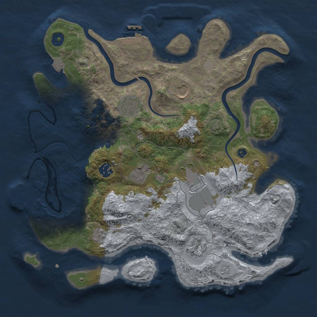 Rust Map: Procedural Map, Size: 3500, Seed: 2123668468, 13 Monuments