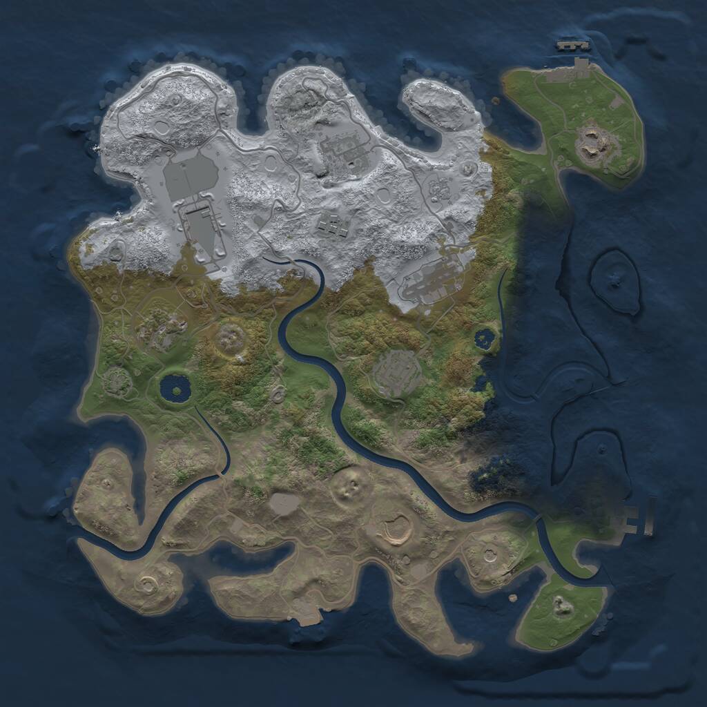 Rust Map: Procedural Map, Size: 3500, Seed: 1165232649, 14 Monuments