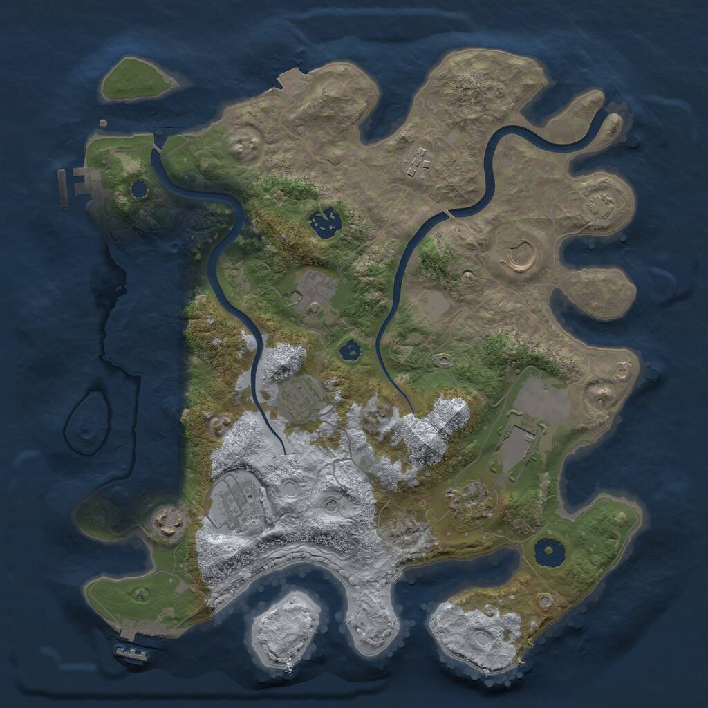 Rust Map: Procedural Map, Size: 3500, Seed: 1686533446, 14 Monuments