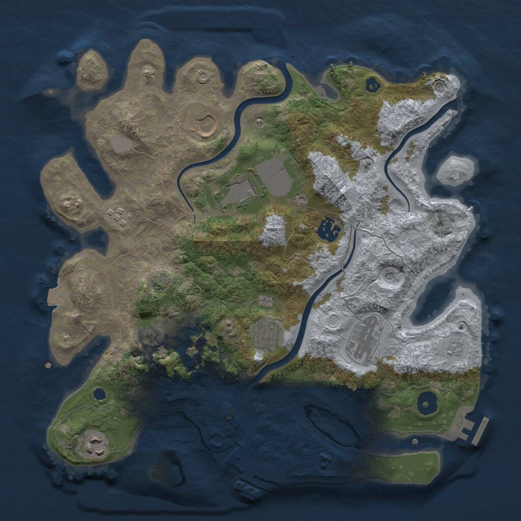 Rust Map: Procedural Map, Size: 3500, Seed: 64723375, 14 Monuments