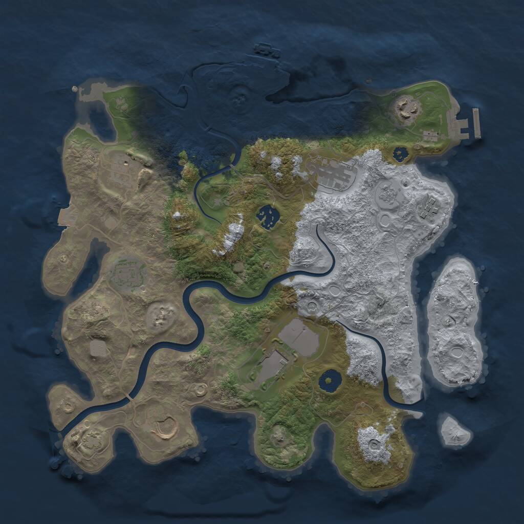 Rust Map: Procedural Map, Size: 3500, Seed: 1265058558, 14 Monuments