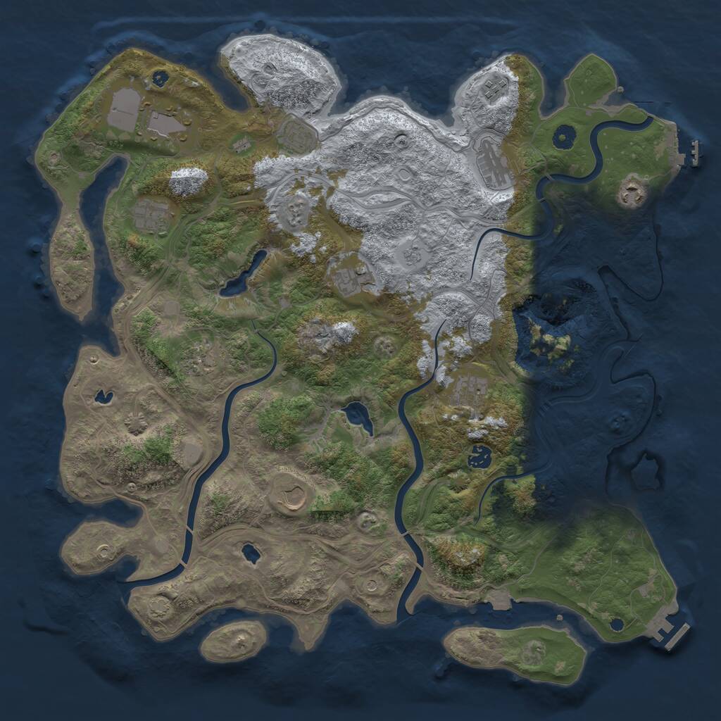 Rust Map: Procedural Map, Size: 4500, Seed: 299291741, 17 Monuments