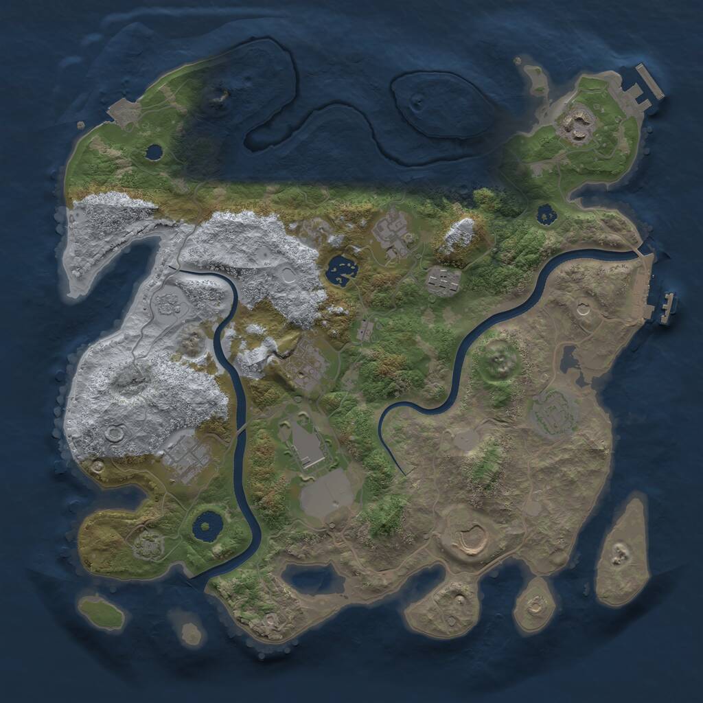 Rust Map: Procedural Map, Size: 3500, Seed: 3001, 15 Monuments