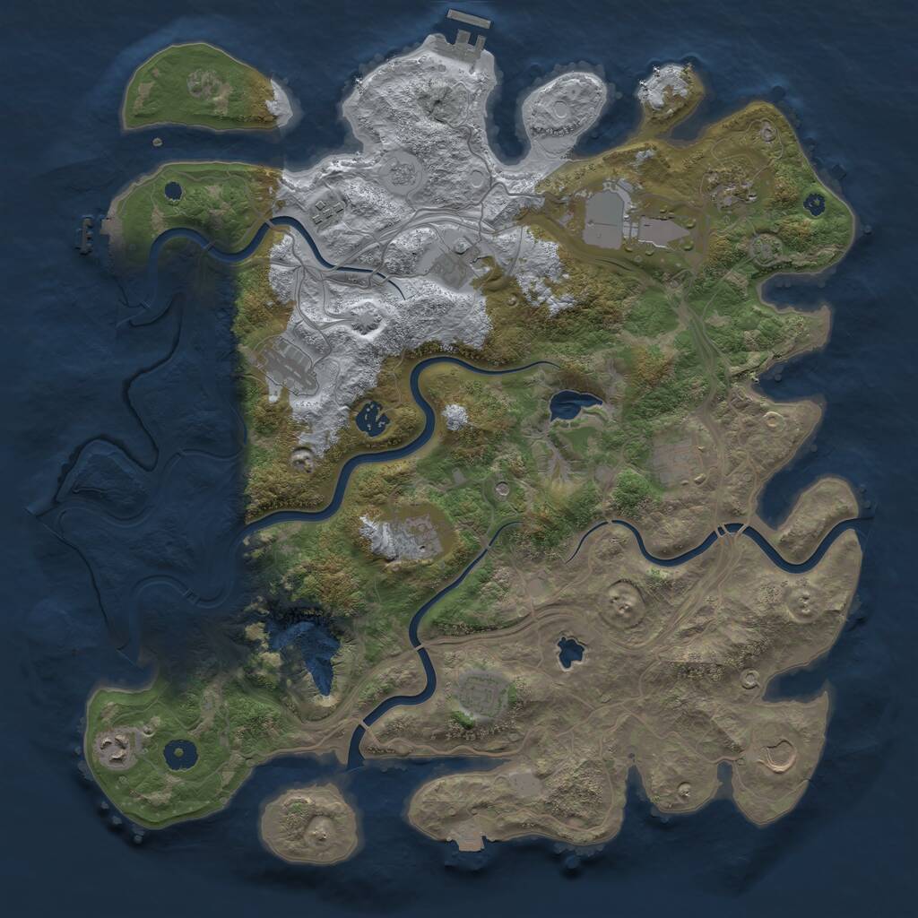 Rust Map: Procedural Map, Size: 4250, Seed: 843512480, 17 Monuments