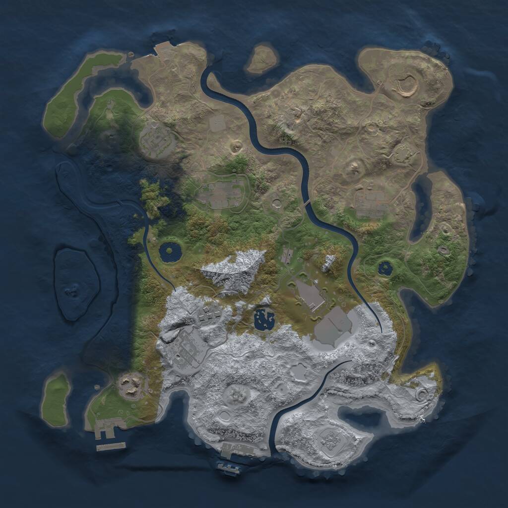 Rust Map: Procedural Map, Size: 3500, Seed: 443565784, 15 Monuments