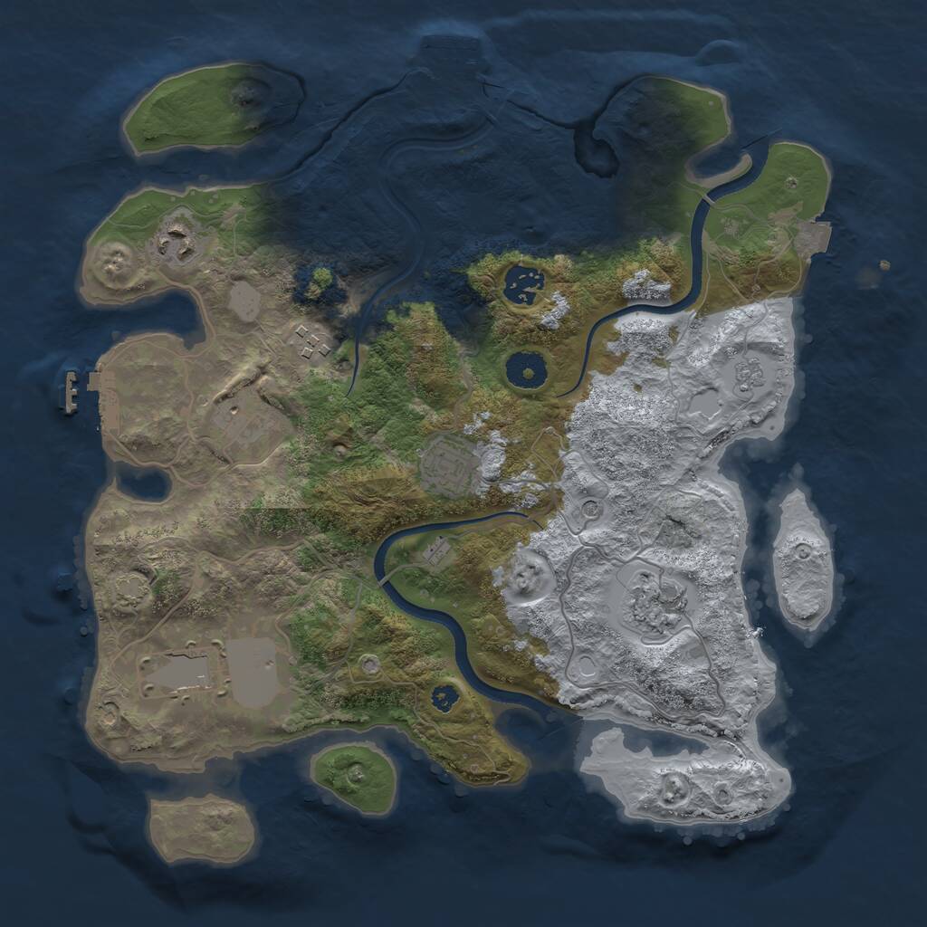 Rust Map: Procedural Map, Size: 3500, Seed: 1624989424, 13 Monuments