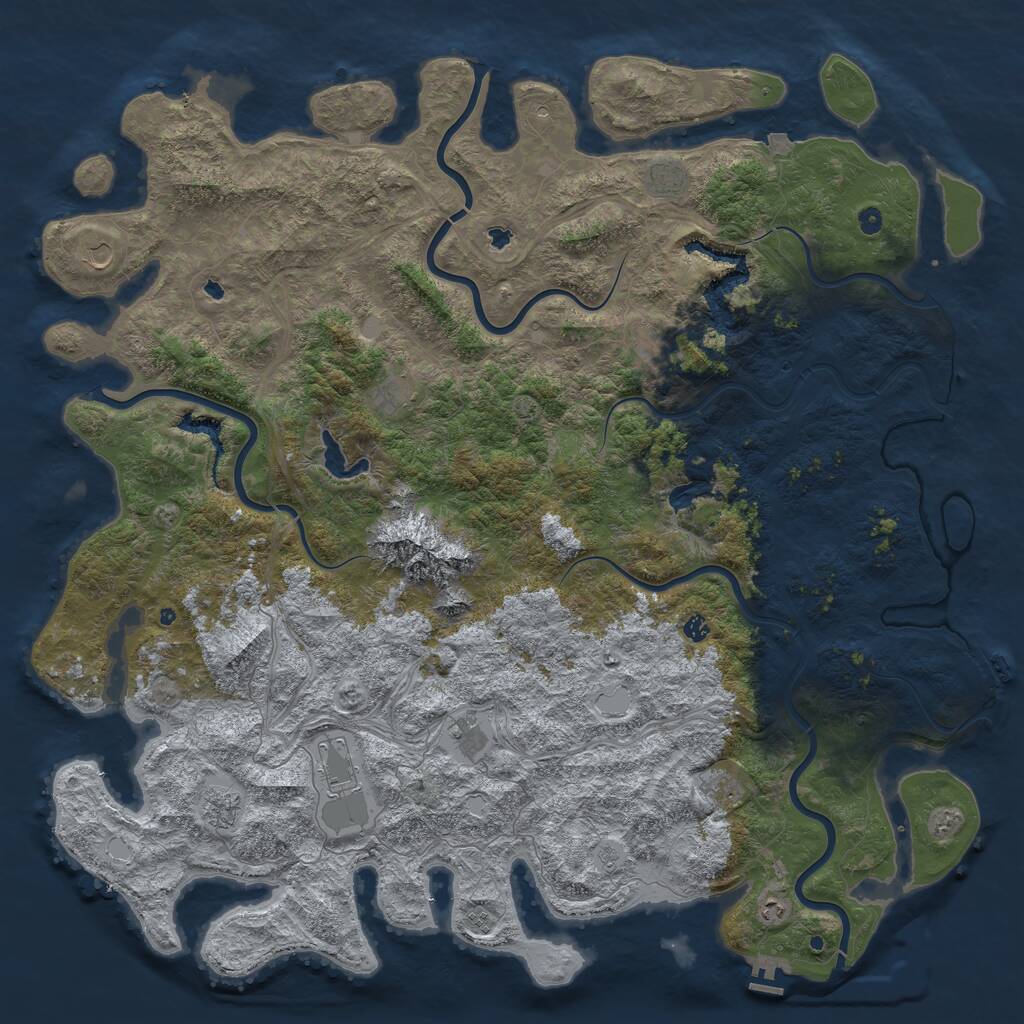 Rust Map: Procedural Map, Size: 6000, Seed: 439313506, 17 Monuments