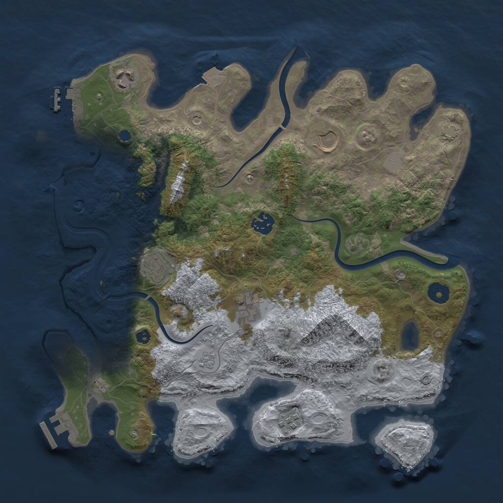 Rust Map: Procedural Map, Size: 3500, Seed: 319645624, 12 Monuments