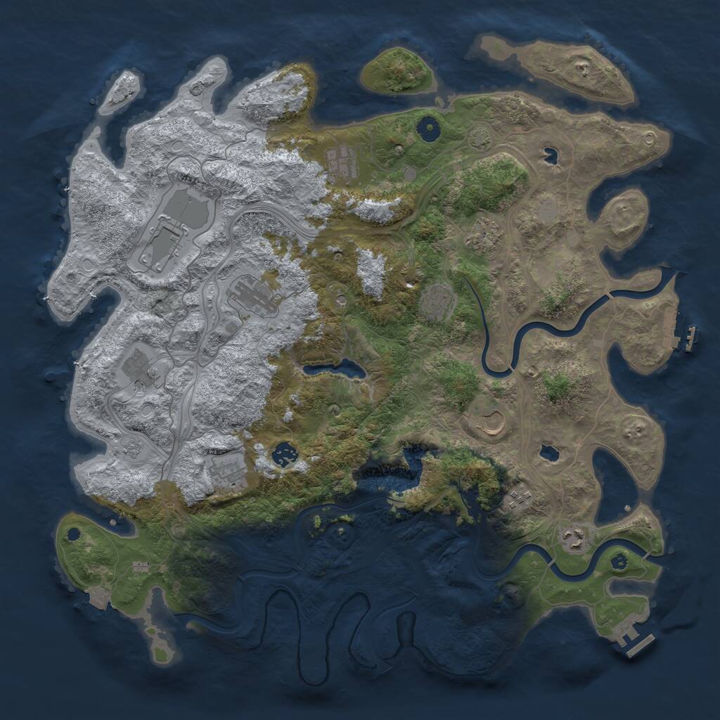 Rust Map: Procedural Map, Size: 4500, Seed: 591067894, 17 Monuments