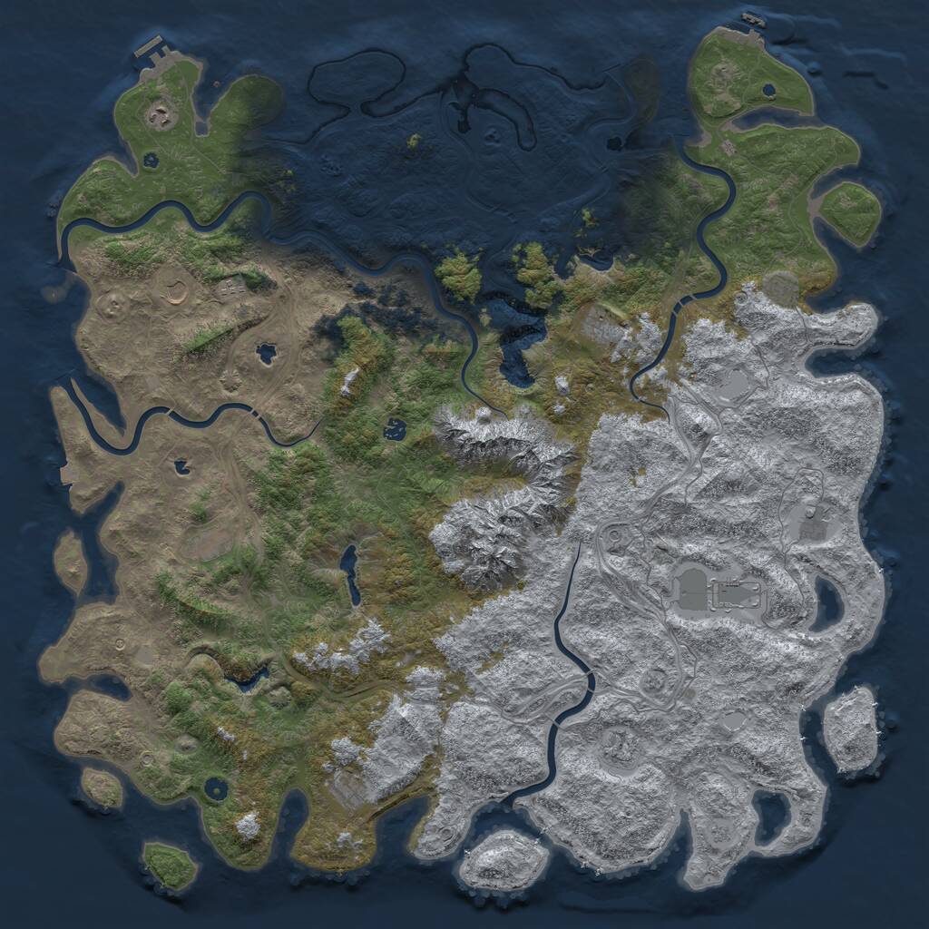 Rust Map: Procedural Map, Size: 6000, Seed: 496535076, 17 Monuments