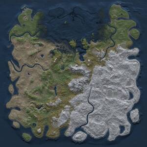 Thumbnail Rust Map: Procedural Map, Size: 6000, Seed: 496535076, 17 Monuments
