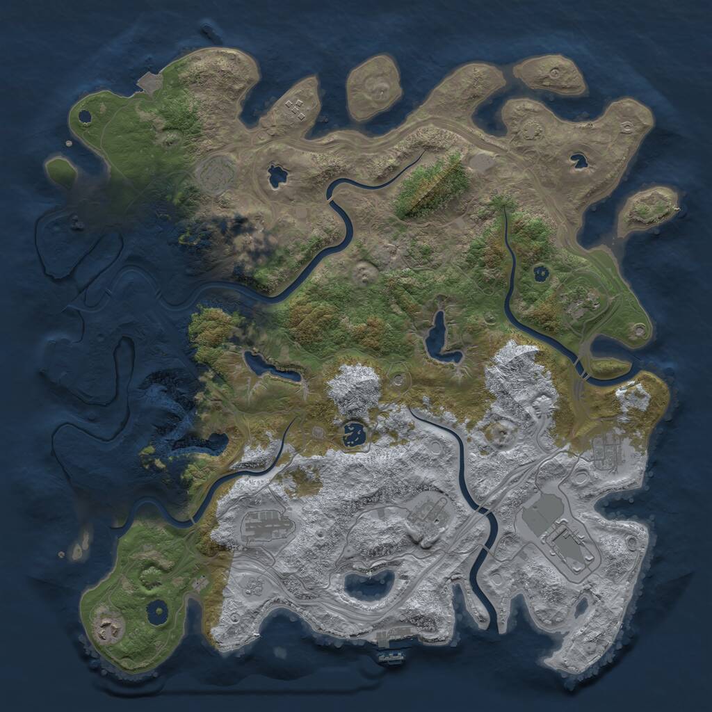 Rust Map: Procedural Map, Size: 4500, Seed: 346516345, 16 Monuments