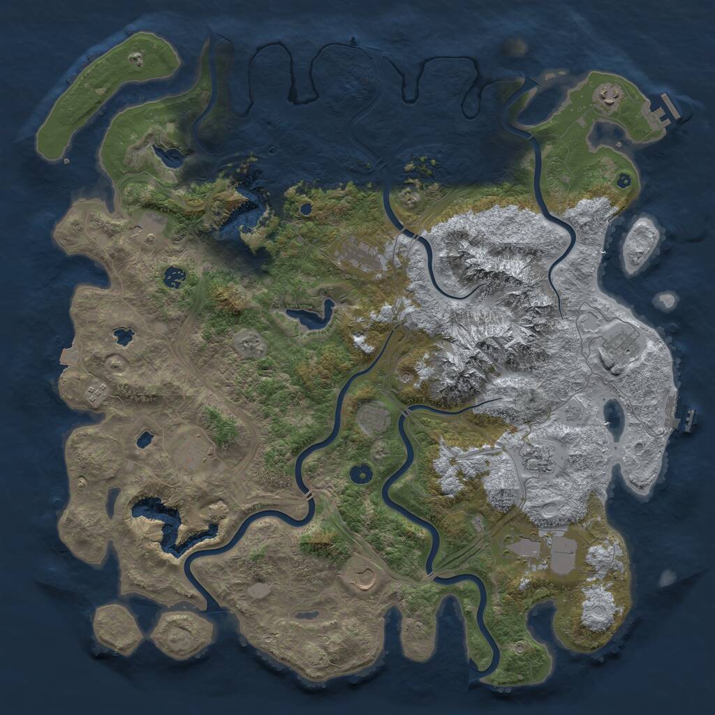 Rust Map: Procedural Map, Size: 5000, Seed: 1229869110, 17 Monuments