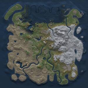 Thumbnail Rust Map: Procedural Map, Size: 5000, Seed: 1229869110, 17 Monuments