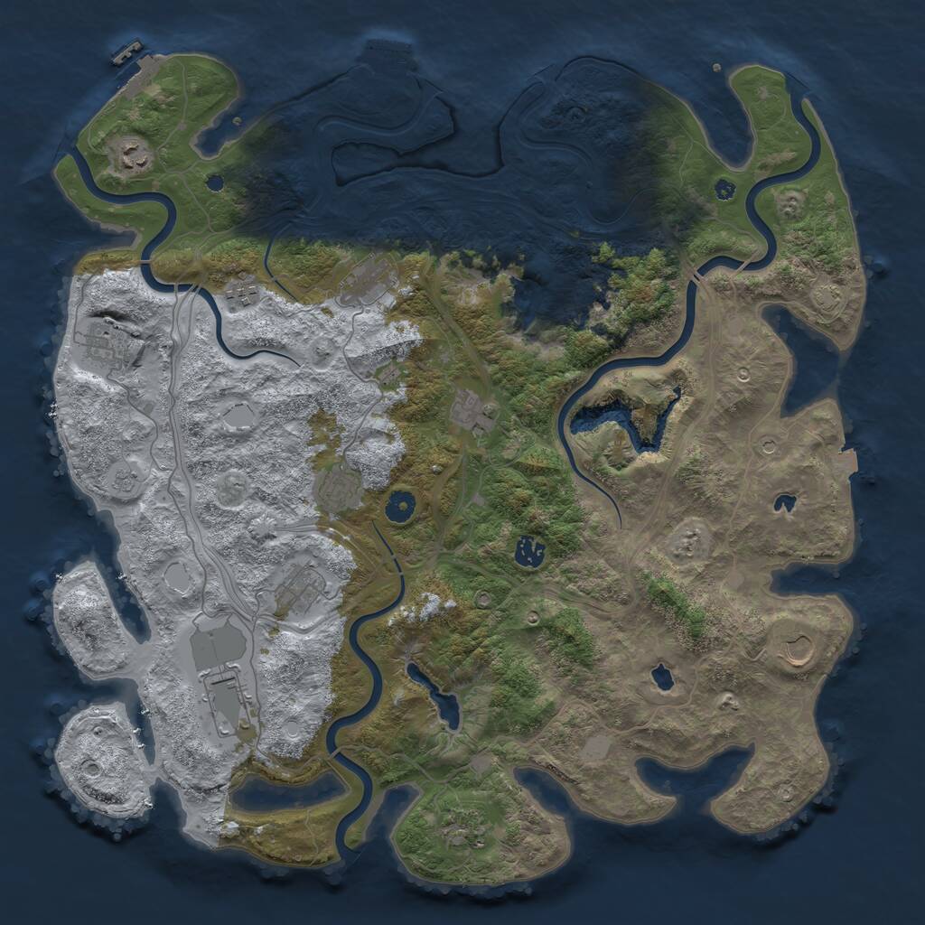Rust Map: Procedural Map, Size: 4500, Seed: 805918777, 17 Monuments