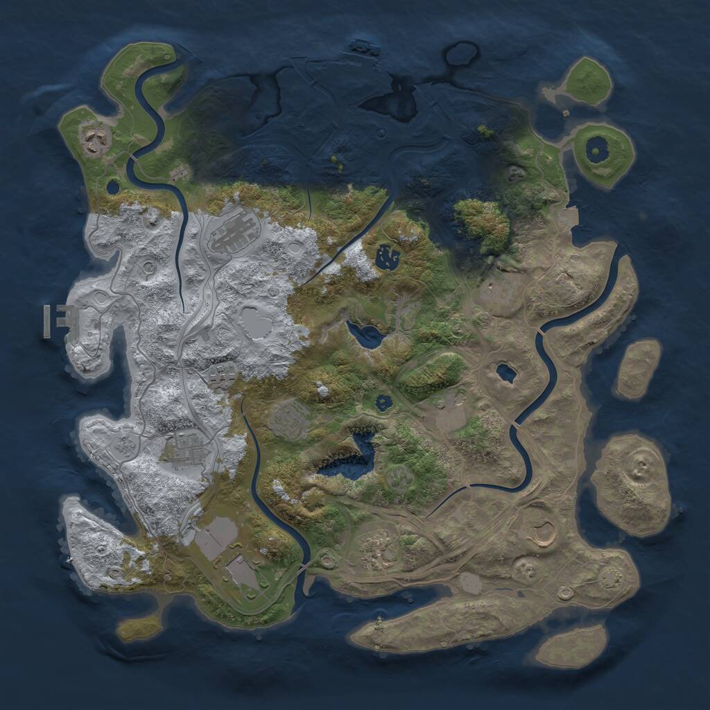Rust Map: Procedural Map, Size: 4250, Seed: 1833326951, 17 Monuments