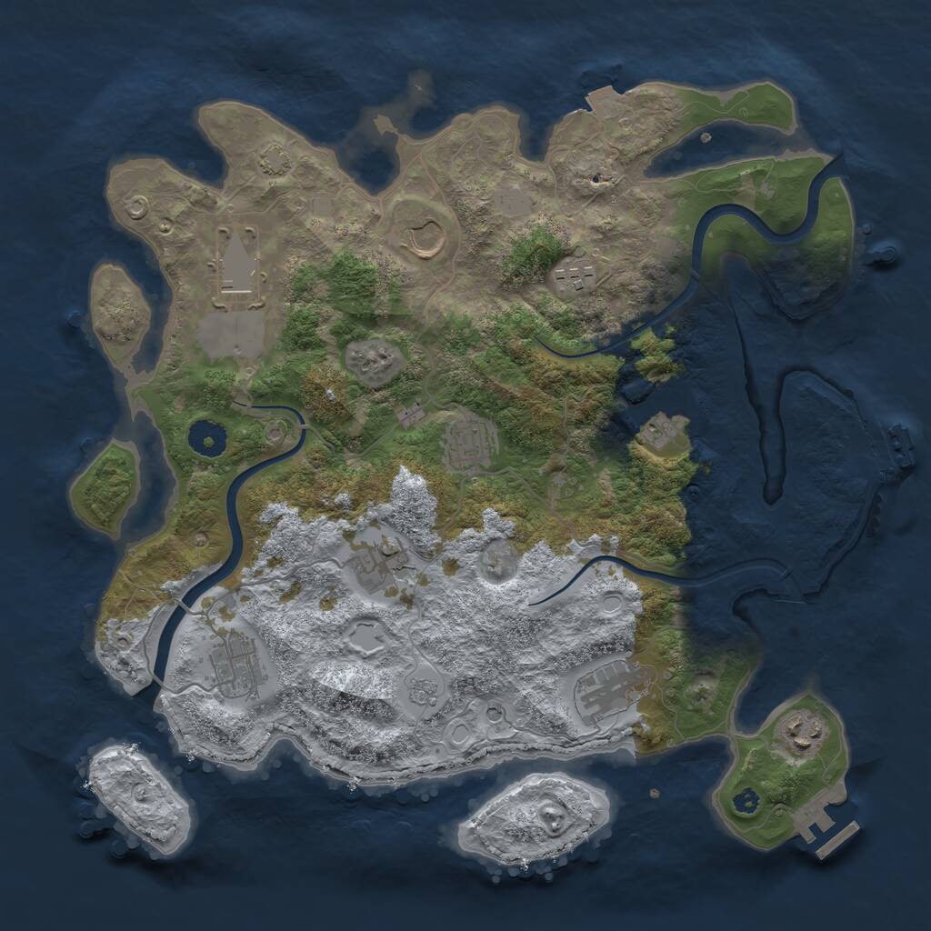 Rust Map: Procedural Map, Size: 3700, Seed: 977855235, 15 Monuments